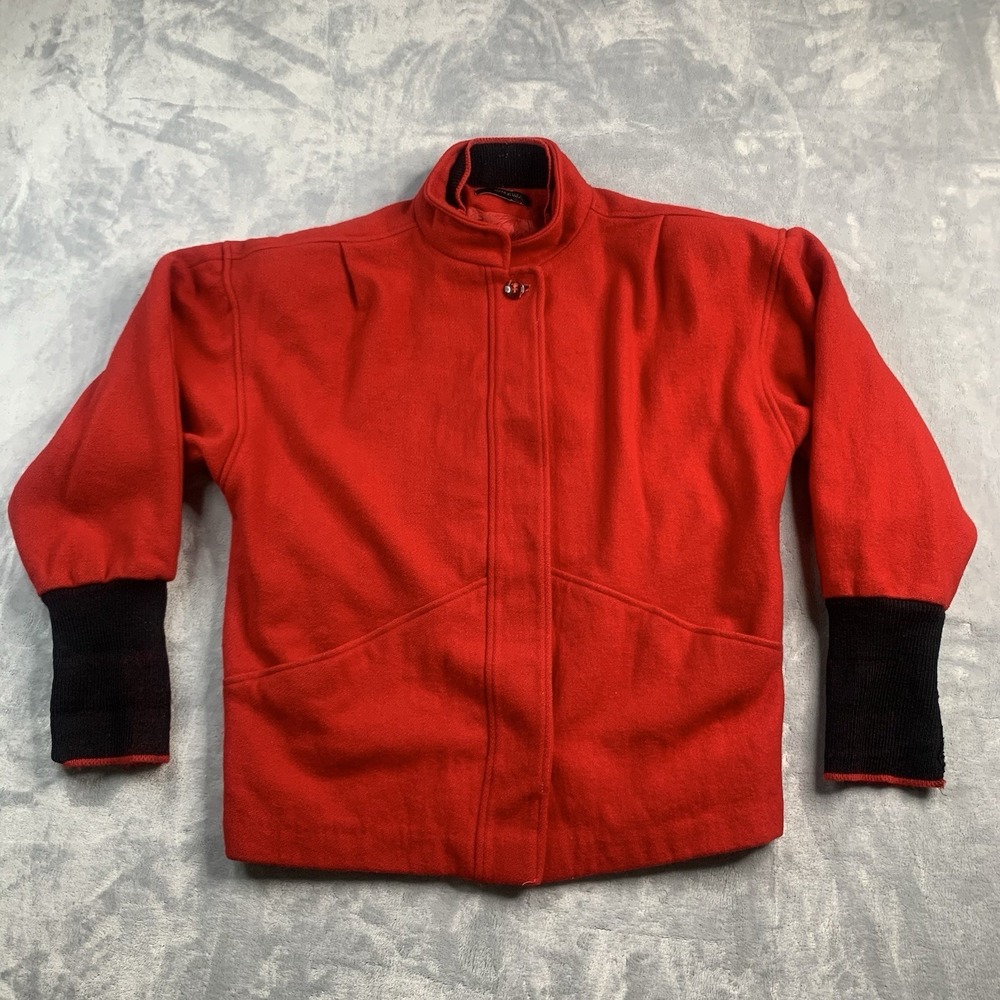 Vintage Saril‎ Ltd. Wool Blend Red Button Coat Jacket Made In USA